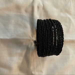 Stacked black bead bracelet